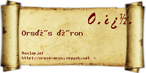 Orsós Áron névjegykártya